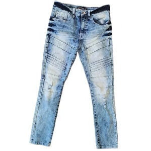 South Pole Womens Jeans Skinny Moto Stretch Denim Retro Acid Wash Sz 12